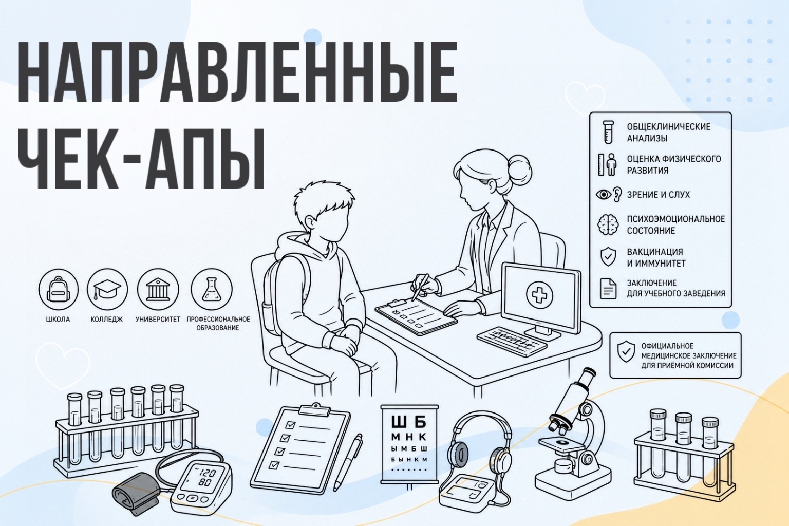 Направленные чек-апы
Для школы и садика